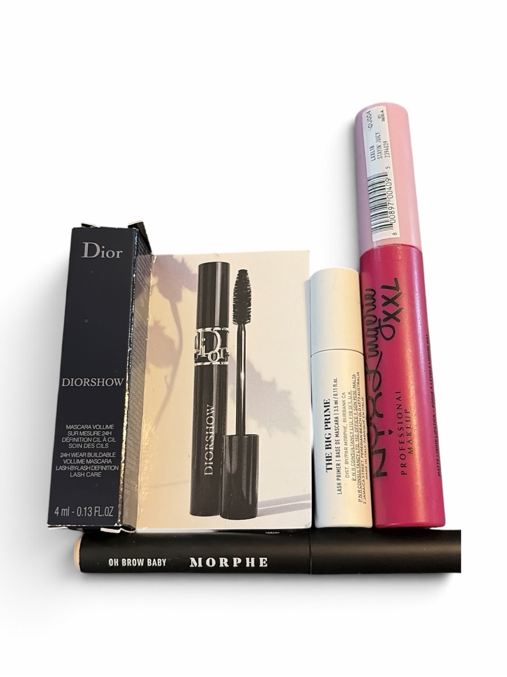4 Piece Cosmetics Collection w/ Dior Mascara, Morphe, NYX Lippie Bundle